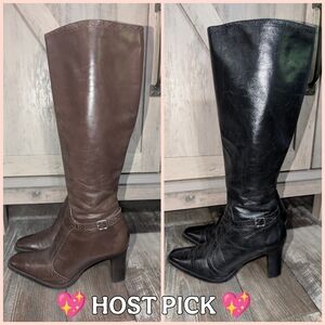💖HP💖 Michelle D Guenuine Leather Boots: 2 Pairs, Black & Brown -Sz 7